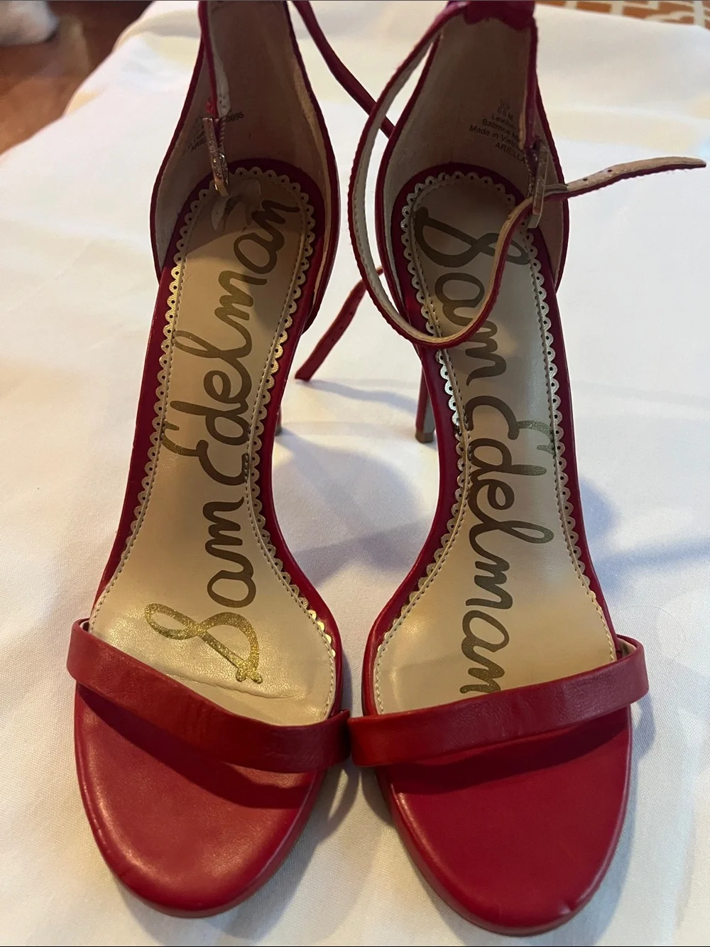 Sam Edelman Red Open-Toe Ankle-Strap Heels